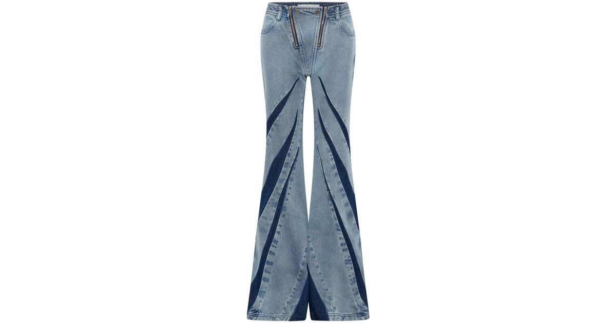 Dion Lee Darted Pleat-detailing Flared Jeans in Blue | Lyst