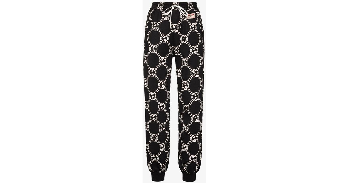 GUCCI★素敵！INTERLOCKING G LOGO BLACK COTTON TRACK PANTS 810381_XJG06_1043_001_100_0000