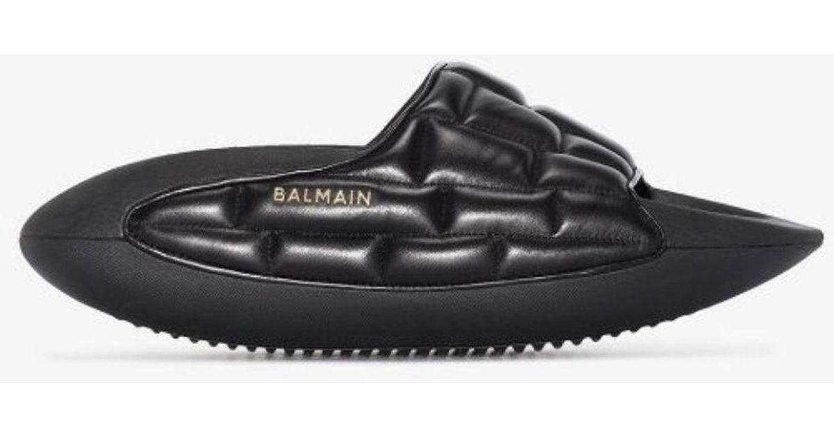 Balmain Black Bit Quilted Leather Slides for Men Lyst