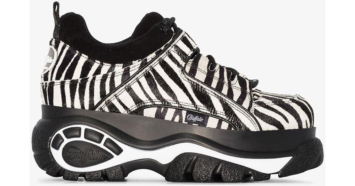 Buffalo Zebra Print Flatform Sneakers in Black | Lyst