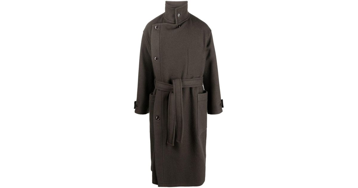 Lemaire Belted Wool Wrap Coat in Black for Men | Lyst Australia Lemaire Belted Wool Wrap Coat in Black for Men | Lyst Australia