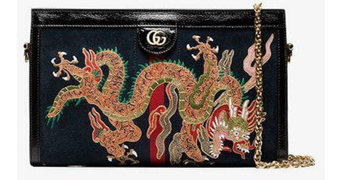 ophidia embroidered medium shoulder bag