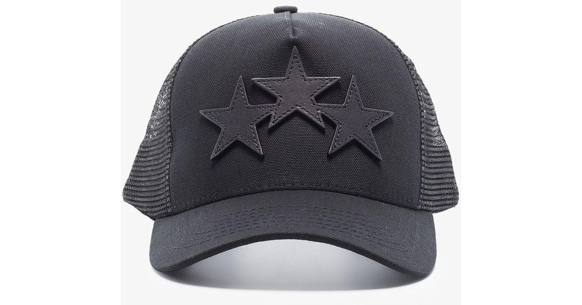 Amiri Black Three Star Cotton Trucker Hat for Men Lyst