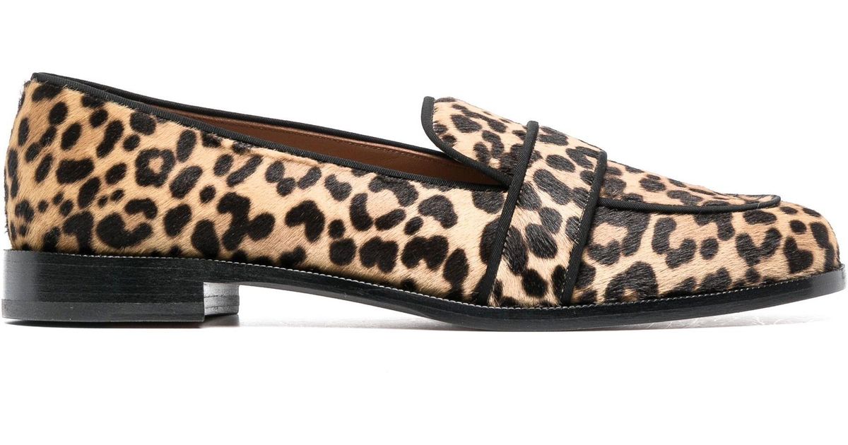 Aquazzura Martin Leopard-print Loafers in Natural | Lyst
