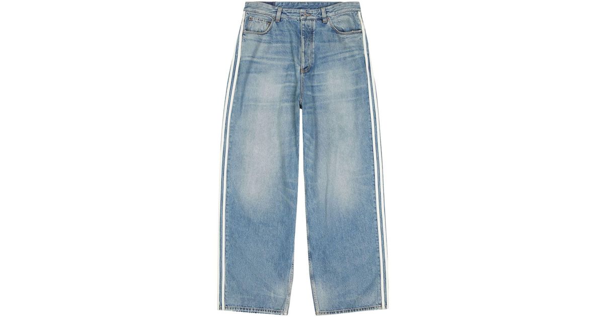 Balenciaga X Adidas Wide leg Jeans in Blue for Men Lyst Australia