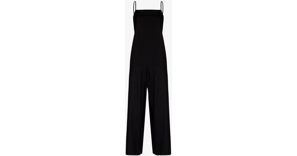 Baserange Yumi Open Back Silk Jumpsuit in Black | Lyst