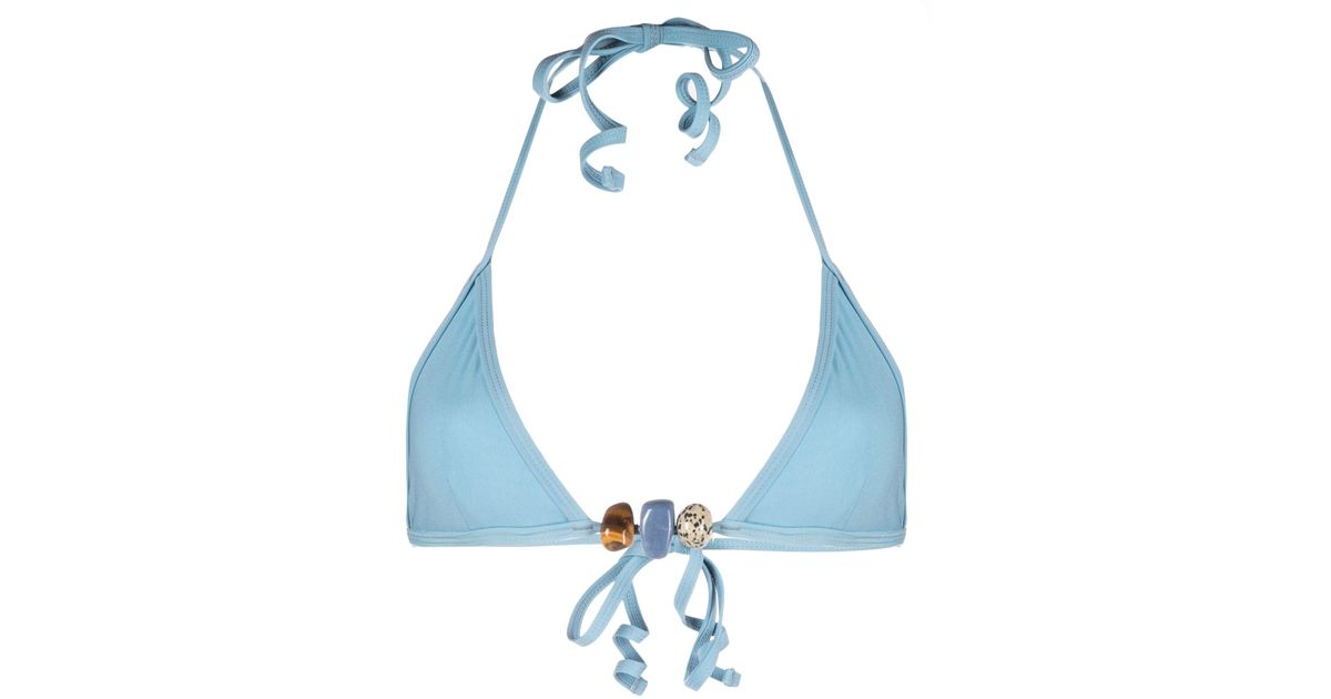 Christopher Esber Embellished Triangle Bikini Top in Blue | Lyst