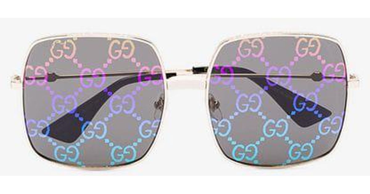 Square Logo Lens Sunglasses in Metallic 