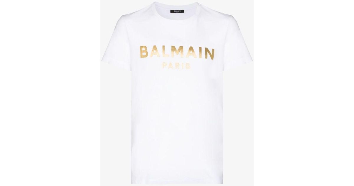 Balmain Foil Logo Cotton T-shirt in 