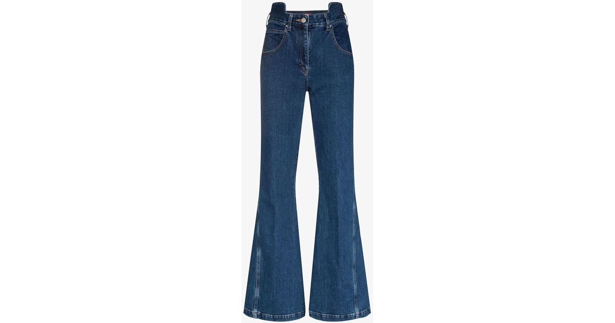 Commission Denim Slash High Waist Flared Jeans in Blue | Lyst