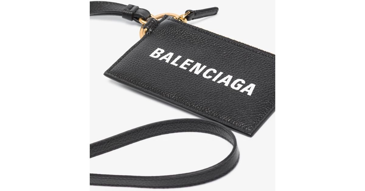 Balenciaga Lanyard Leather Card Holder in Black for Men Lyst