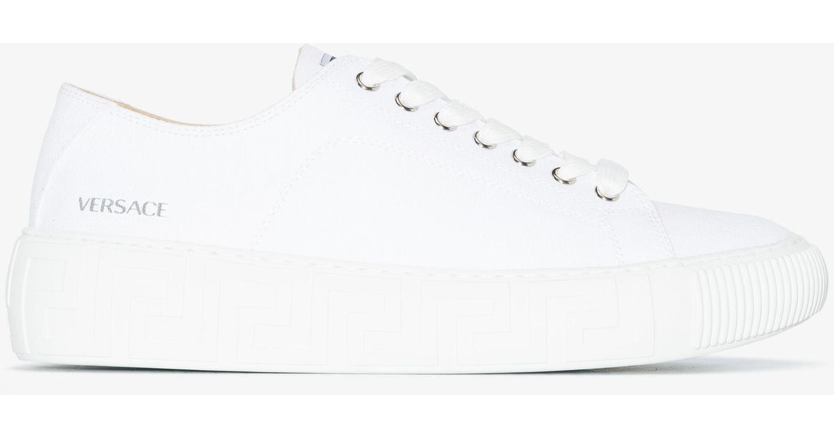 Versace Leather Greca Low Top Sneakers in White - Lyst