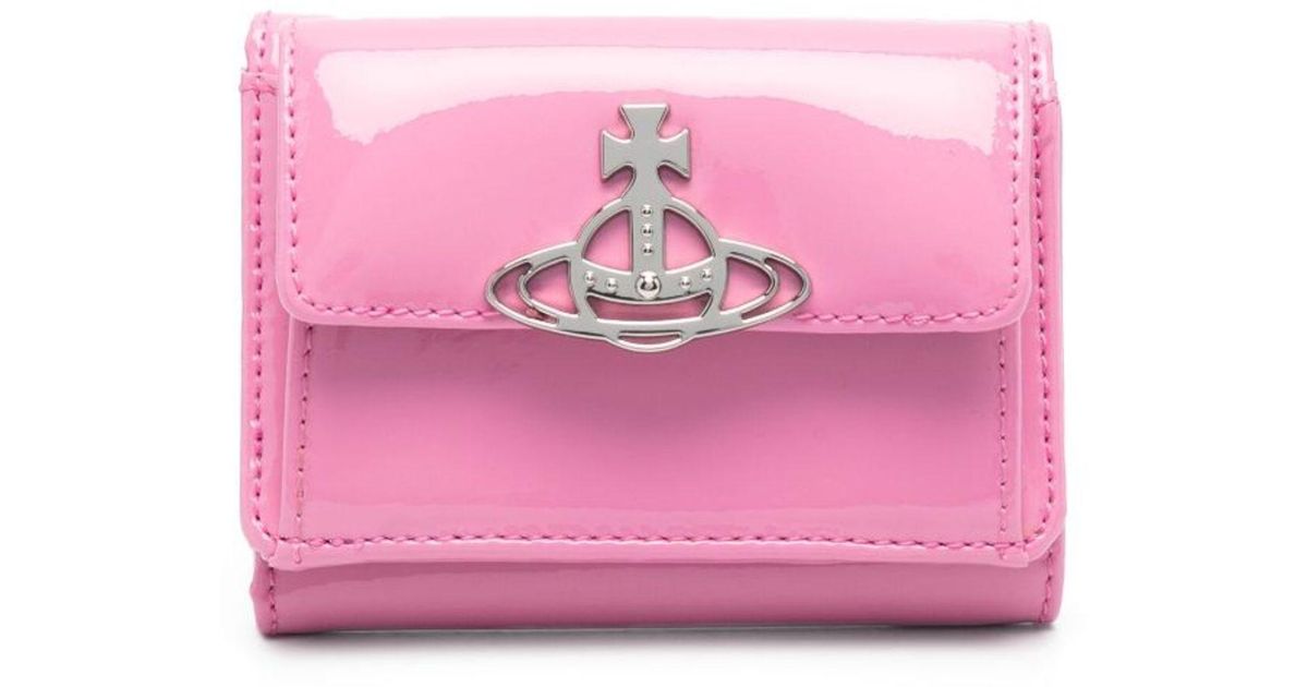 Vivienne Westwood Patent-finish Tri-fold Wallet in Pink | Lyst