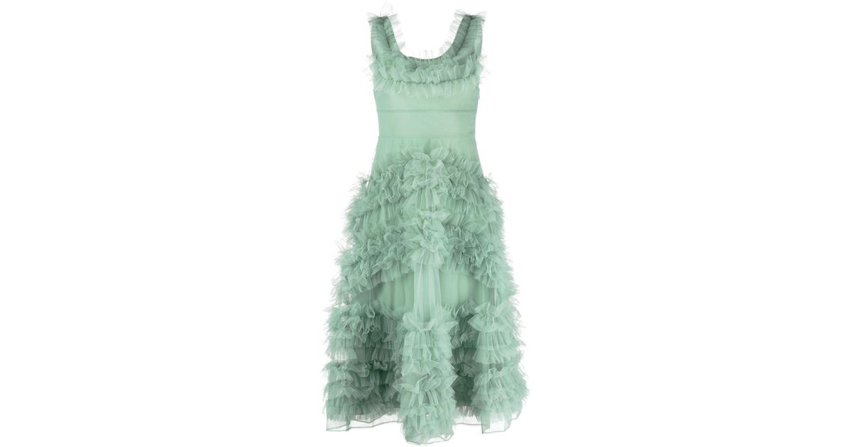 Molly Goddard Mertyl Ruffled Tulle Midi Dress in Green | Lyst
