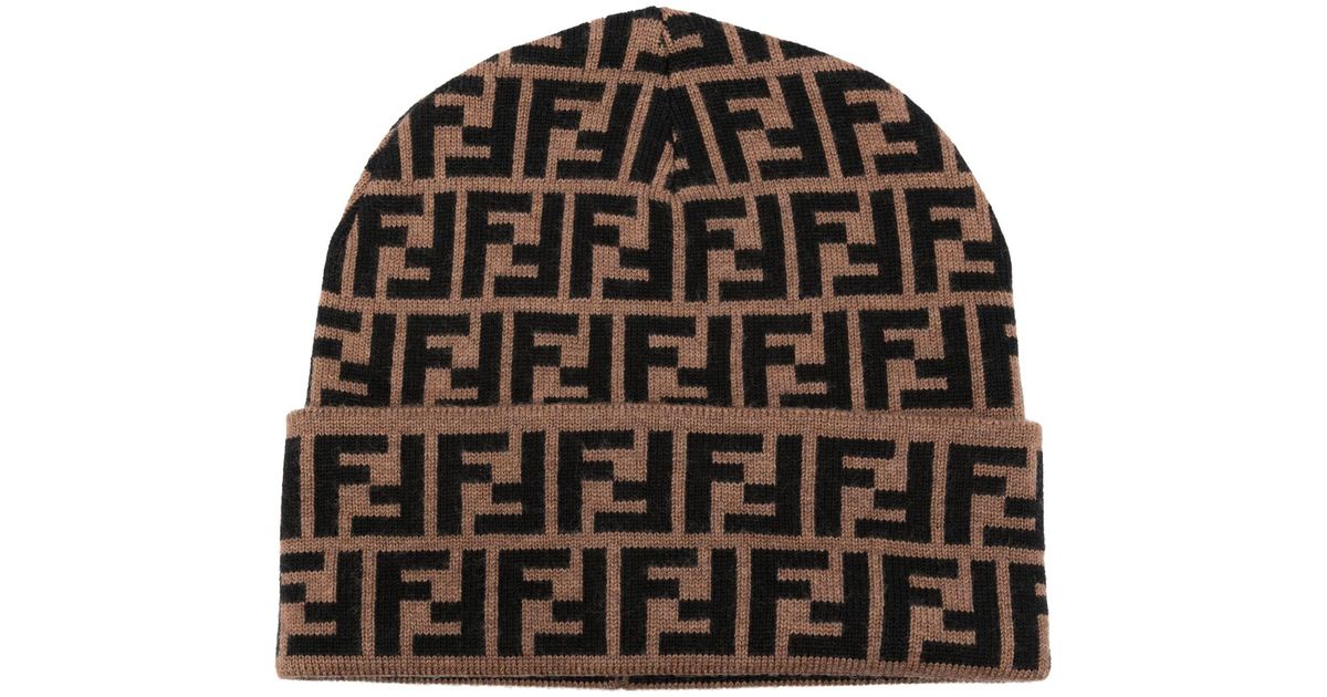 Fendi - Tobacco Wool & Cashmere FF Logo Hat