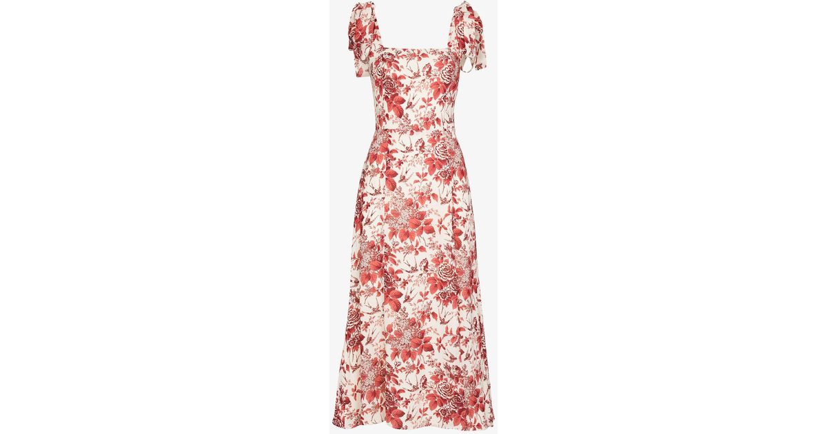 Reformation Twilight Printed Midi Dress in Red | Lyst UK