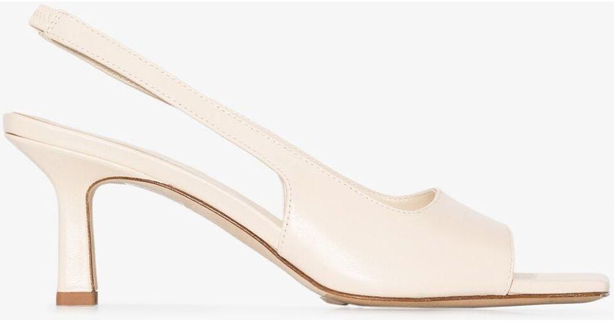Aeyde Neutral Juno 65 Leather Slingback Sandals | Lyst