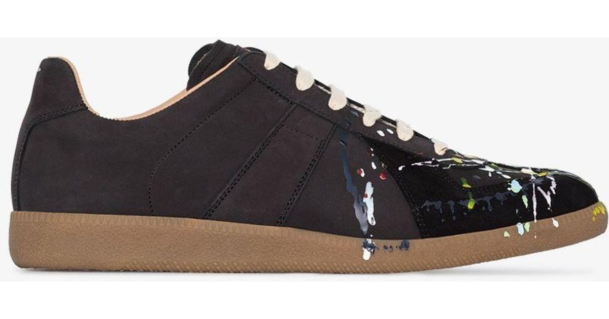 Maison Margiela Suede Black Paint Drop Replica Sneakers for Men - Lyst