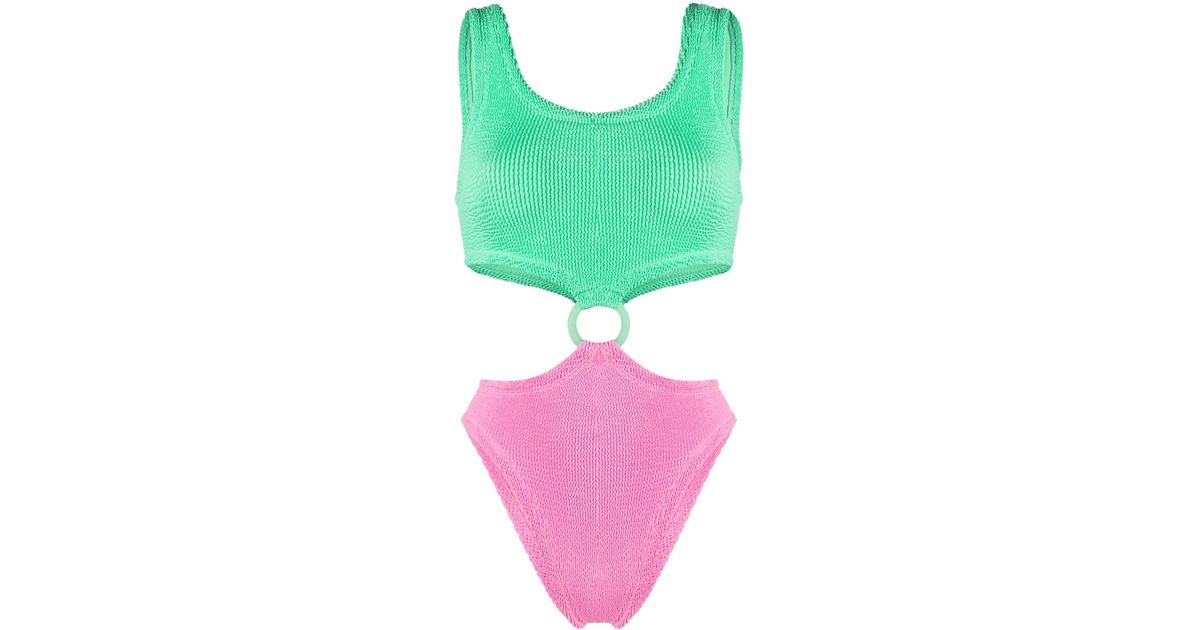 Hunza G Paige Cutoutdetail Swimsuit in Green Lyst Australia