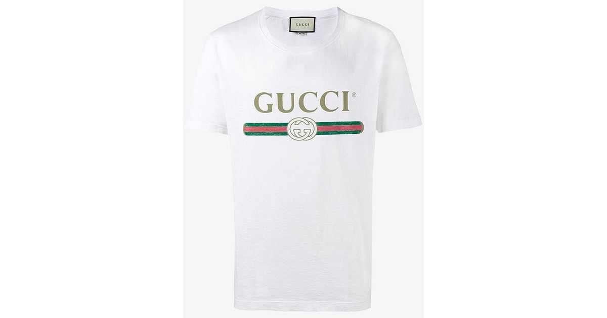 Gucci Fake Logo T-shirt in White for Men | Lyst