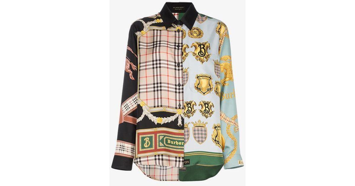 burberry archive scarf print silk shirt