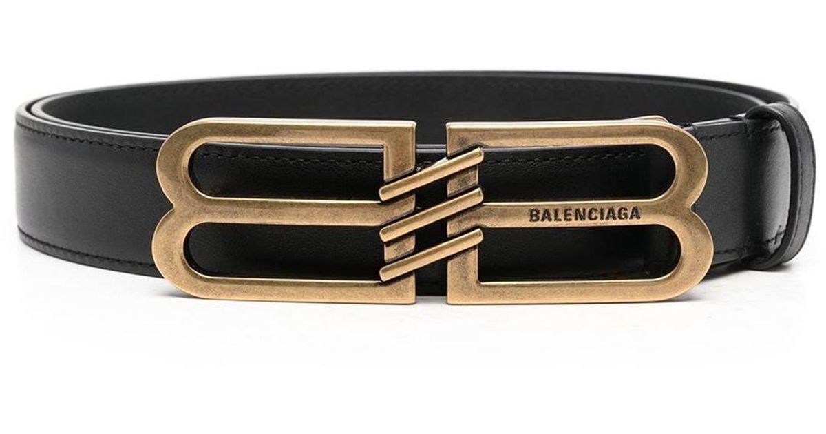 Balenciaga Black Bb Signature Leather Belt for Men Lyst
