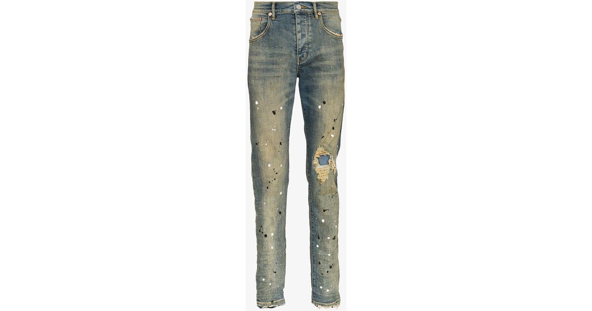 Purple Brand Paint Splatter Jeans in Blue for Men Lyst