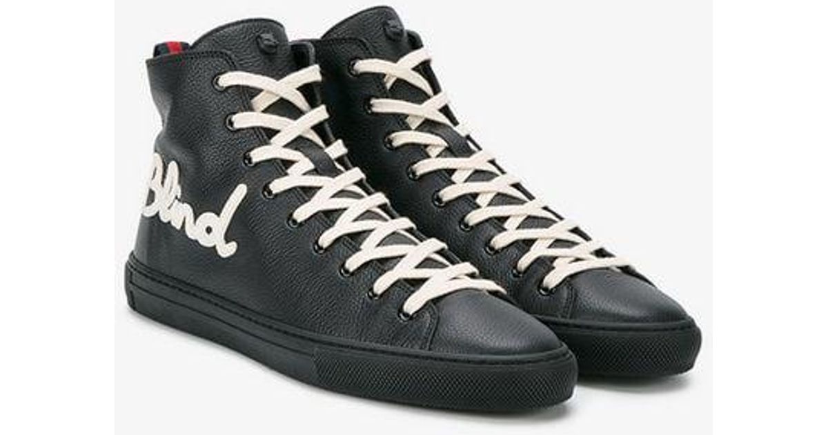 Gucci Leather Blind For Love Sneakers in Black for Men | Lyst