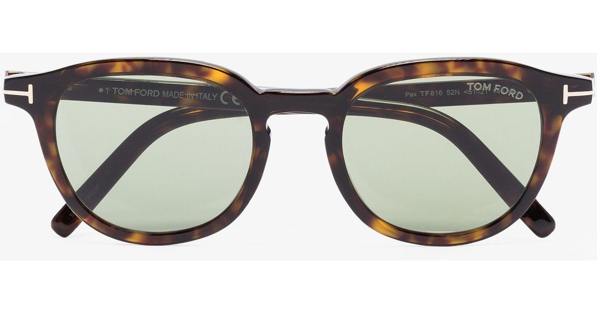 Tom Ford Synthetic Tortoiseshell Round Sunglasses Acetate In Brown