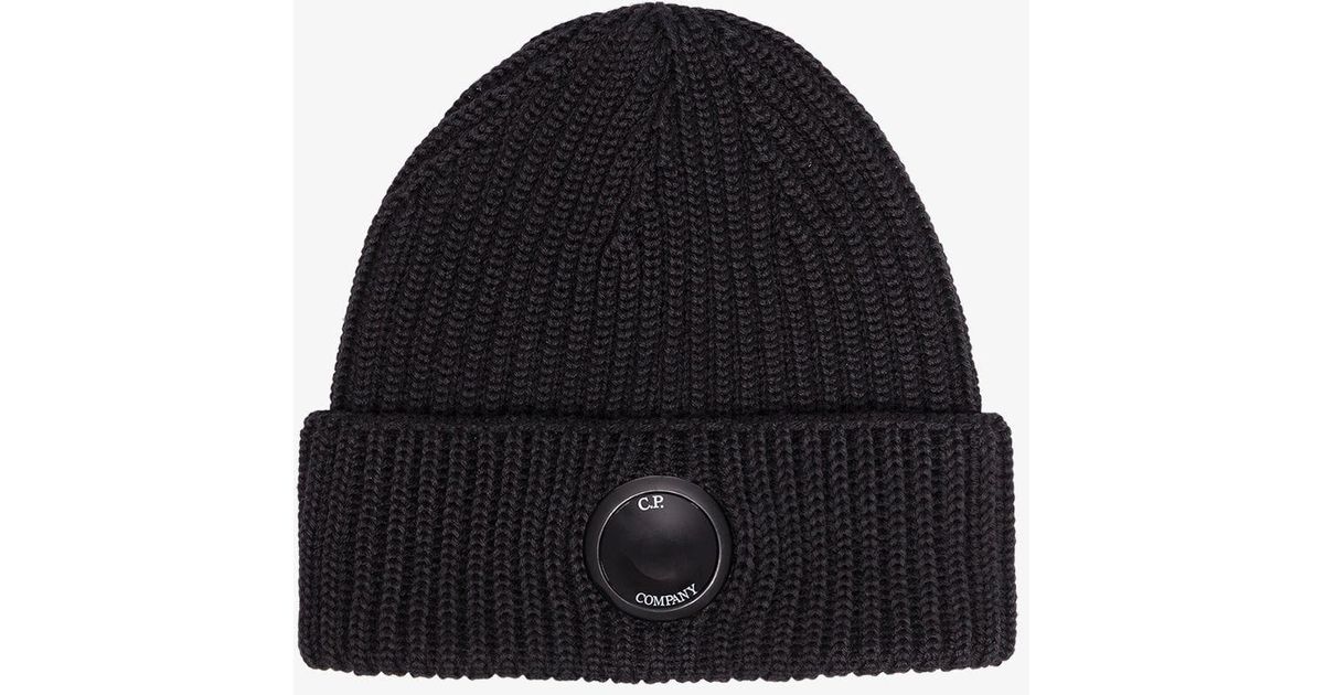 Leather Black Ribbed toggle Lens Beanie 