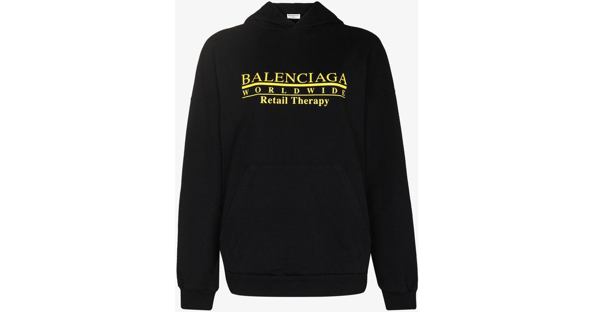 Balenciaga Retail Therapy Logo Cotton Hoodie in Black | Lyst