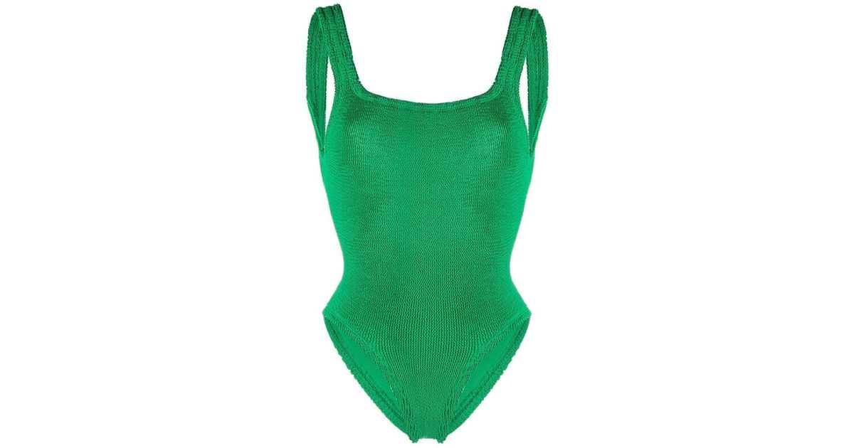 Hunza G Green Square Neck Prene Swimsuit Lyst Uk