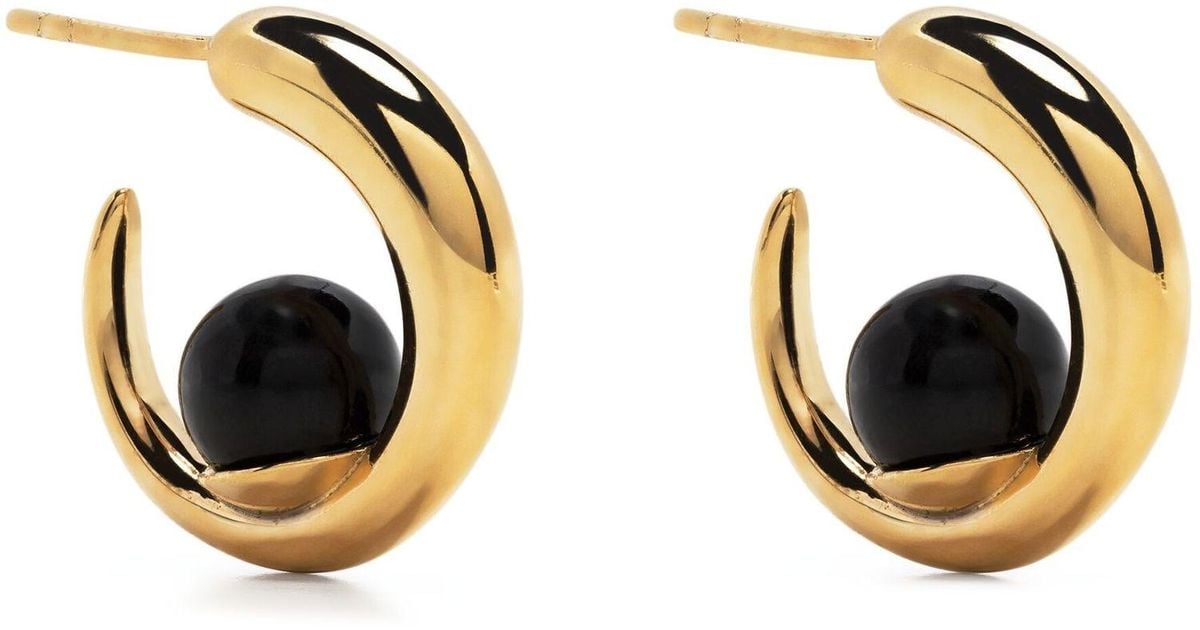KHIRY Vermeil Tiny Isha Onyx Hoop Earrings in Metallic | Lyst