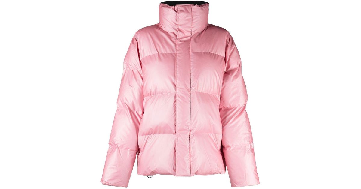 Rains Fleece Pink Boxy Puffer Jacket | Lyst