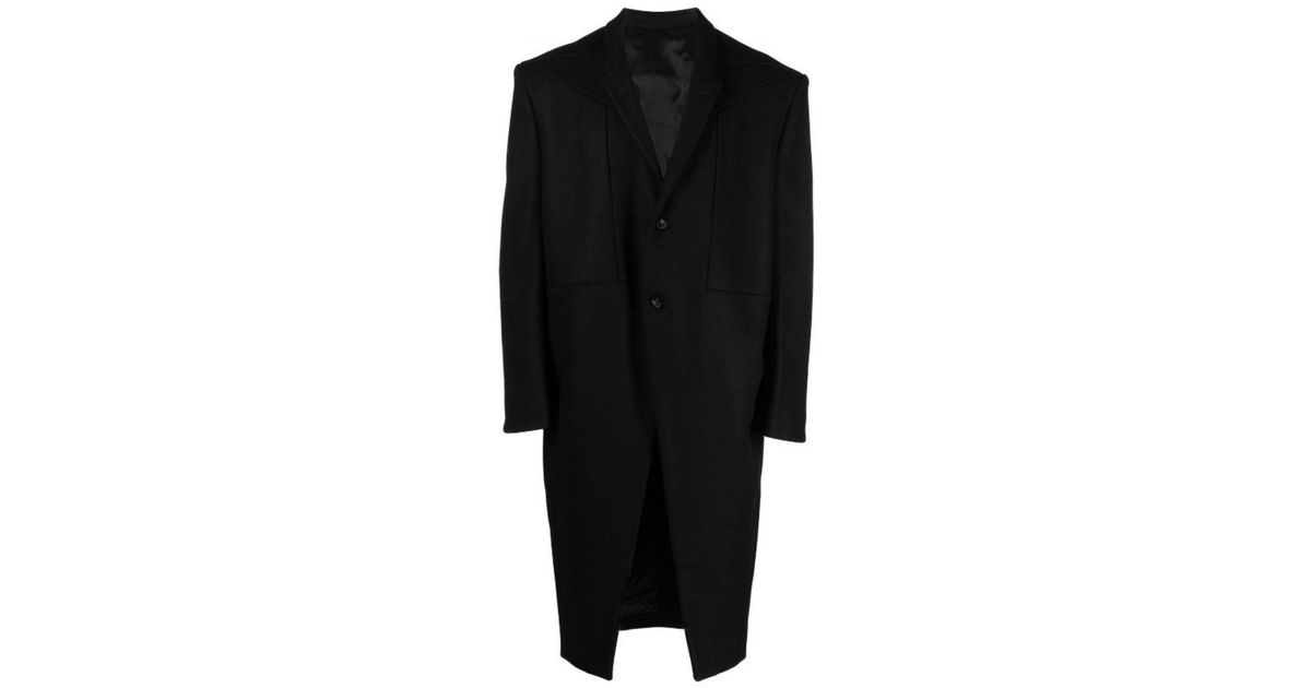 Rick Owens Wool Jumbo Tatlin Peak-lapels Single-breasted Coat in Black ...