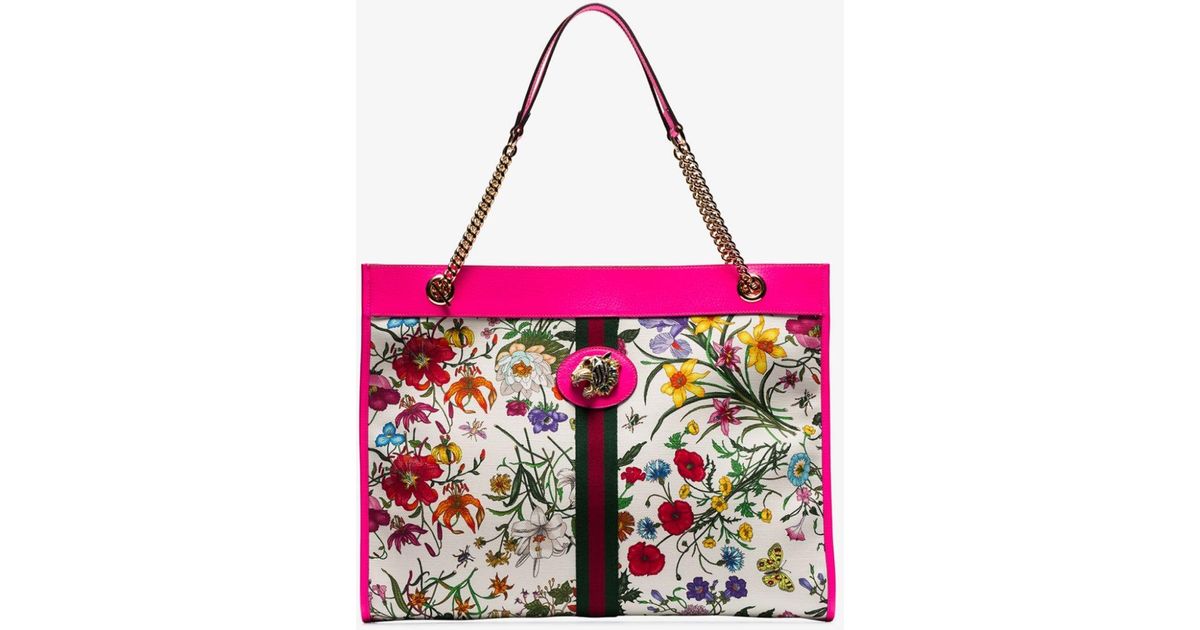 gucci large floral tote bag