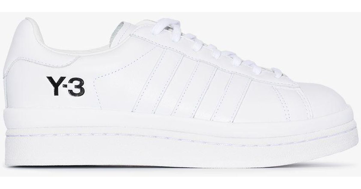 Y-3 White Hicho Flatform Leather Sneakers - Lyst
