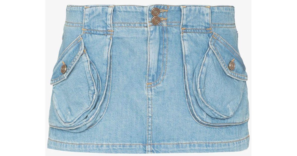 ERL Low-rise Cotton Denim Skirt in Blue - Lyst