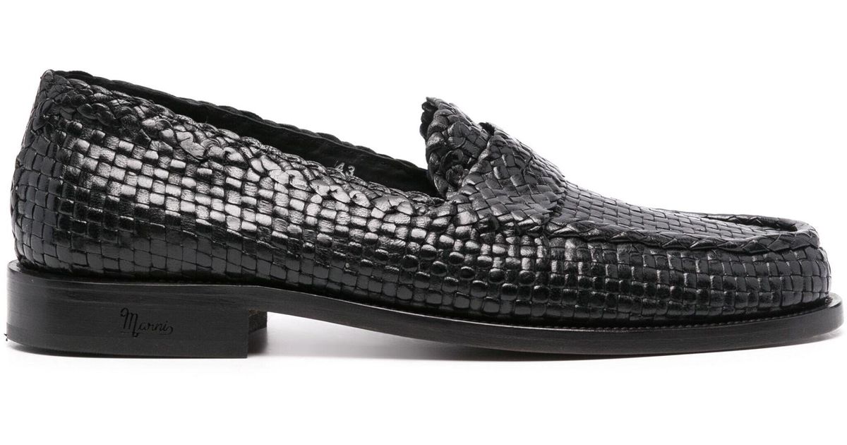 Marni interwoven-design leather loafers - Black