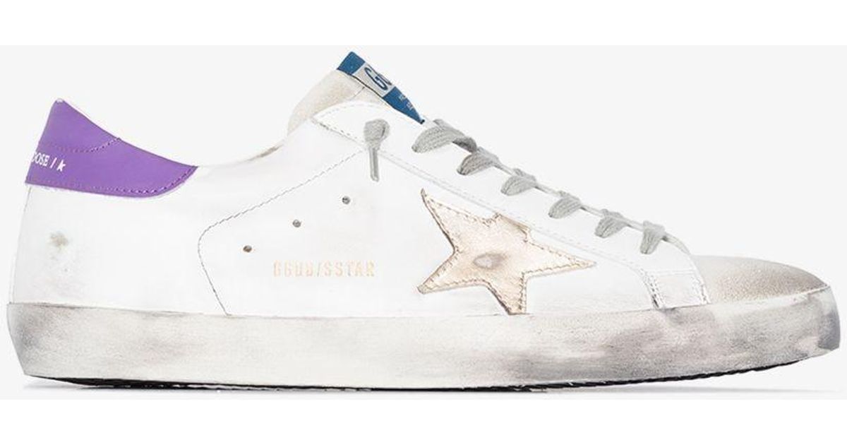 Golden Goose And Purple Superstar Leather Sneakers in White for Men Lyst