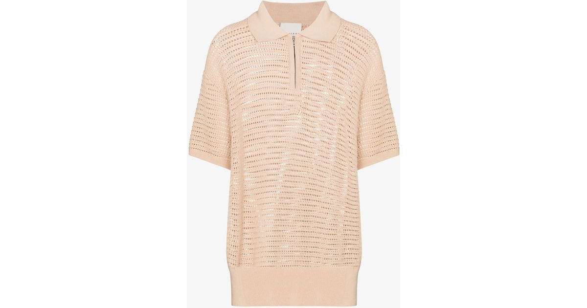 Varley Clayton Mesh Knit Polo Top - Women's - Cotton in Natural | Lyst