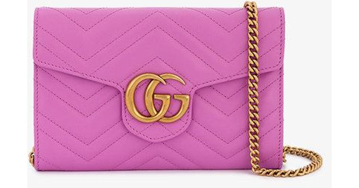gucci marmont chevron chain wallet bag