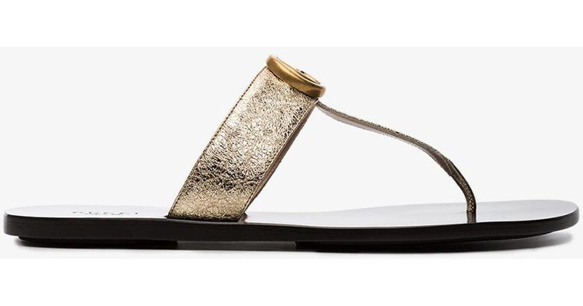 gucci gold flat sandals