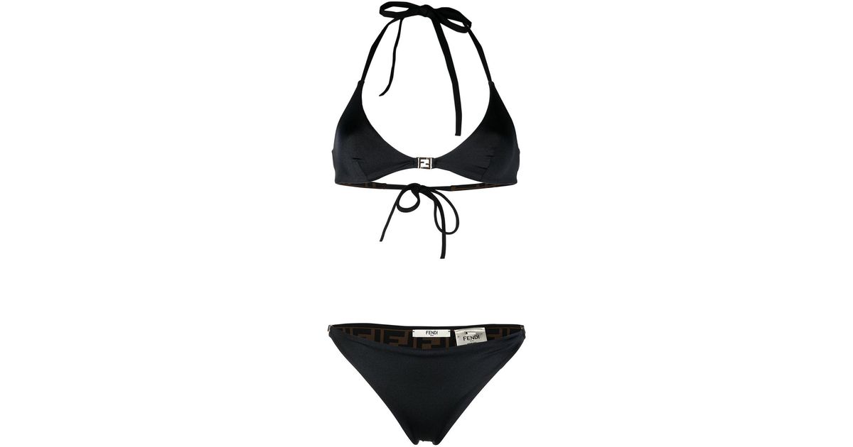 Fendi Black Reversible Ff Bikini | Lyst
