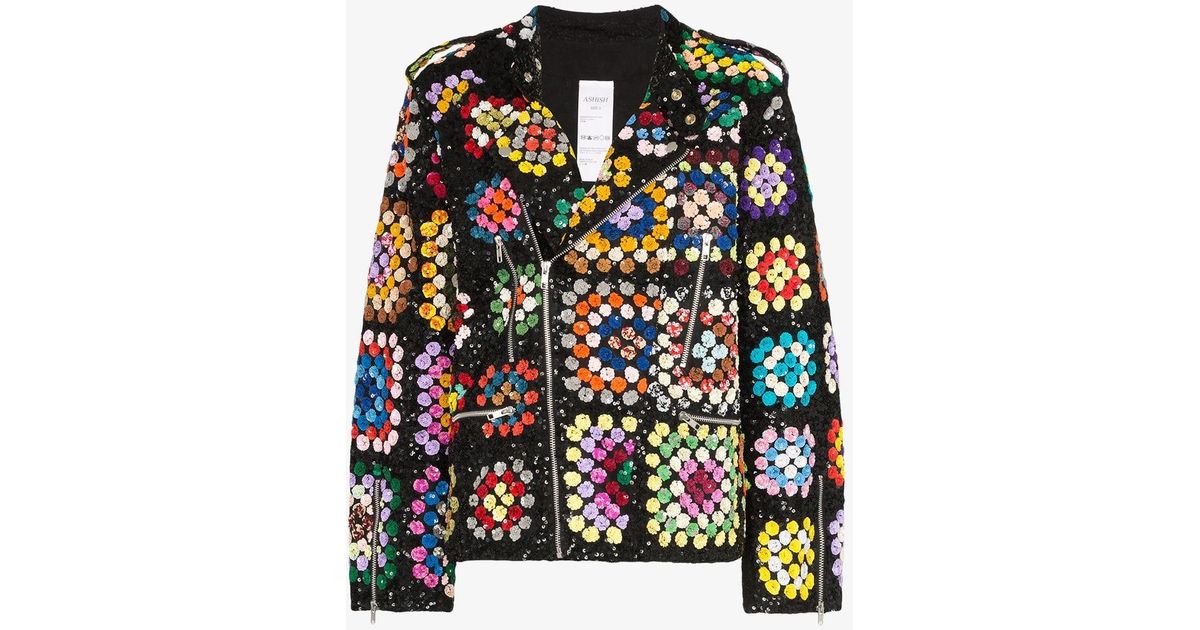 Ashish Sequin-embellished Crochet Biker 