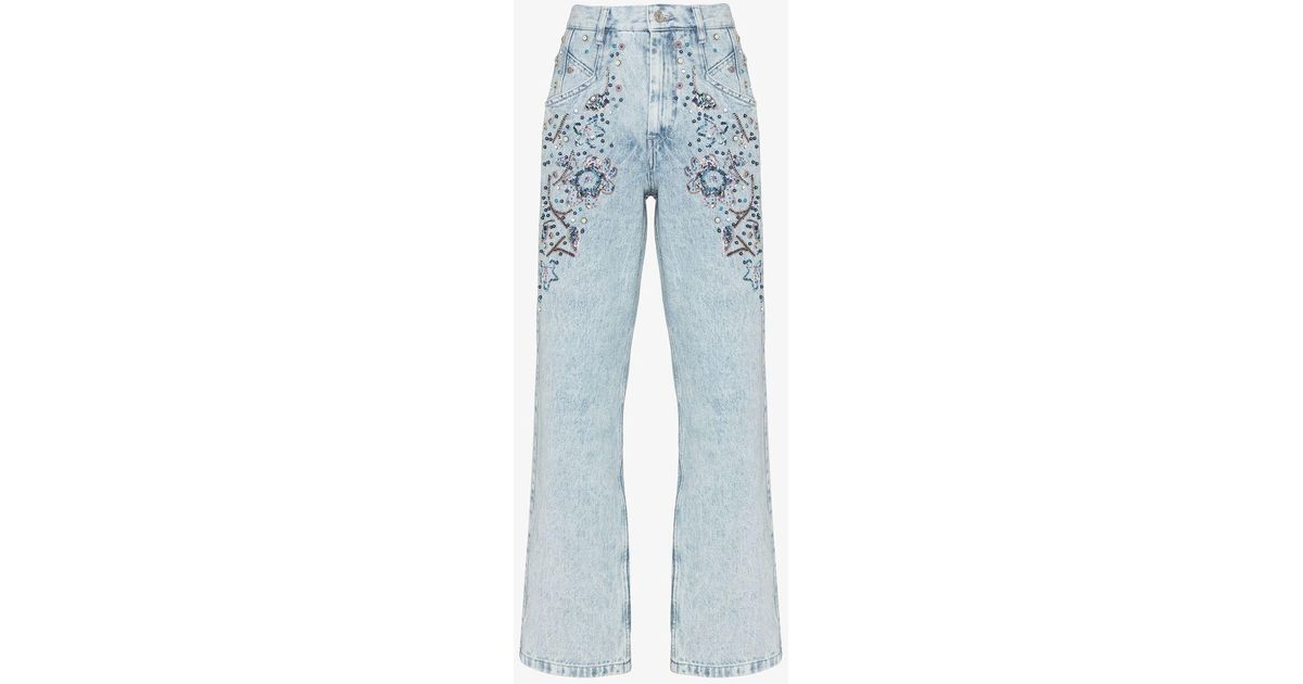 Isabel Marant Denim Nadegeil Sequinned Boyfriend Jeans in Blue | Lyst