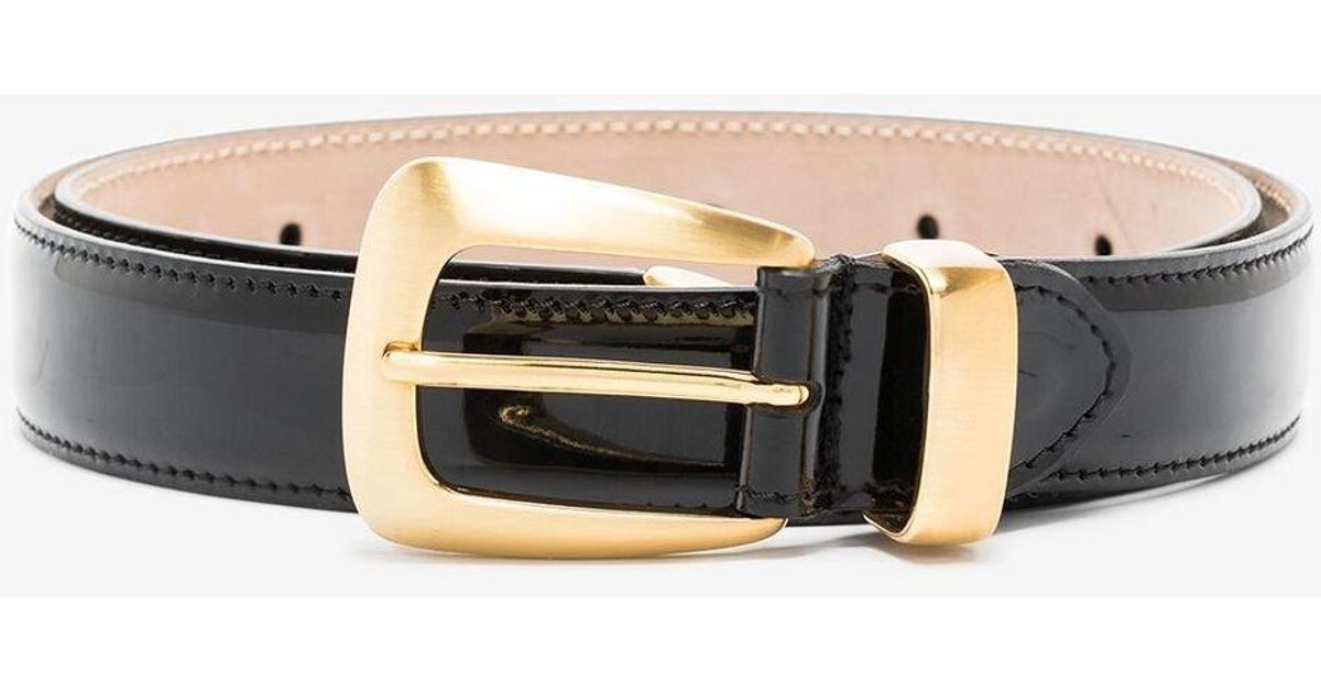 Khaite Benny Patent Leather Belt in Black Lyst
