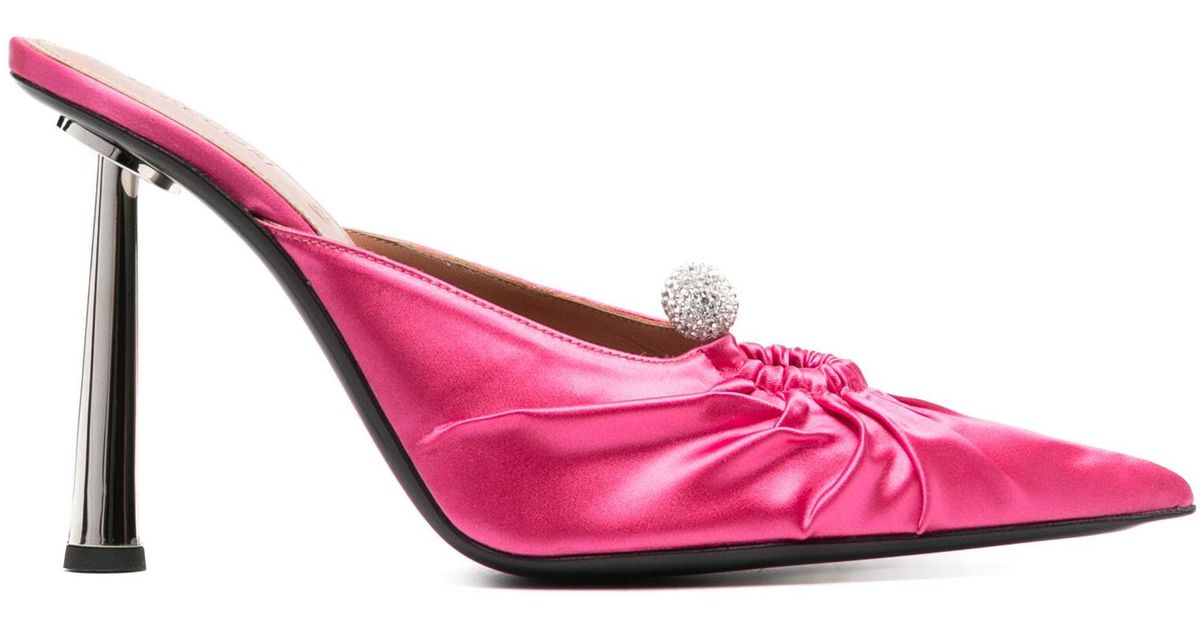 D'Accori Eve 100 Crystal Mules - Women's - Satin/calf Leather in Pink ...