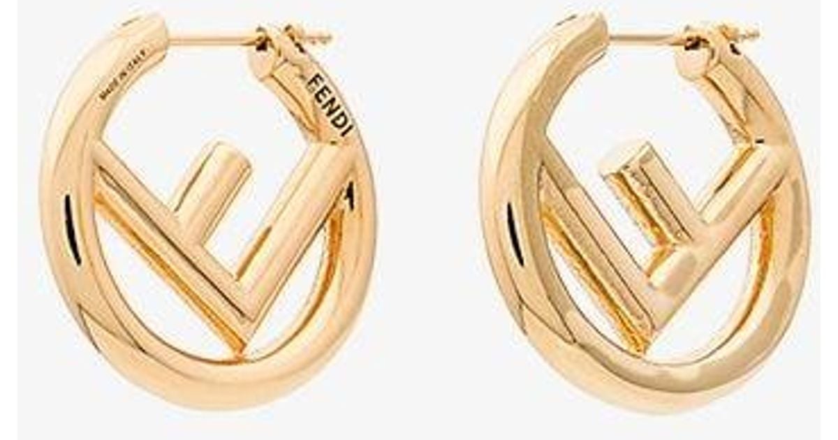 Fendi Logo Hoops in Metallic | Lyst UK