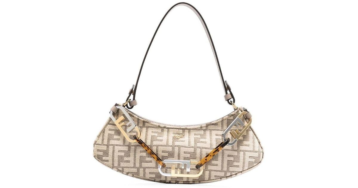 Fendi Neutral O'lock Mini Ff Shoulder Bag in White Lyst
